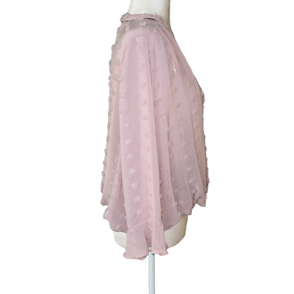 Solitaire Blush Pink Chenille Dot Faux Wrap Crop Blouson Top - L - Picture 5 of 12